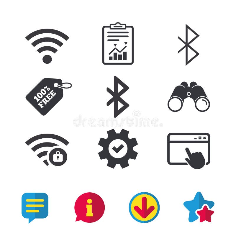 Wifi i Bluetooth ikona Bezprzewodowa mobilna sieć ilustracji Wifi i Bluetooth ikona Bezprzewodowa mobilna sieć ilustracji