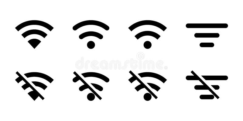 Wifi Icon Set. Wireless Symbol. Internet Sign in Glyph. Wifi Icon in