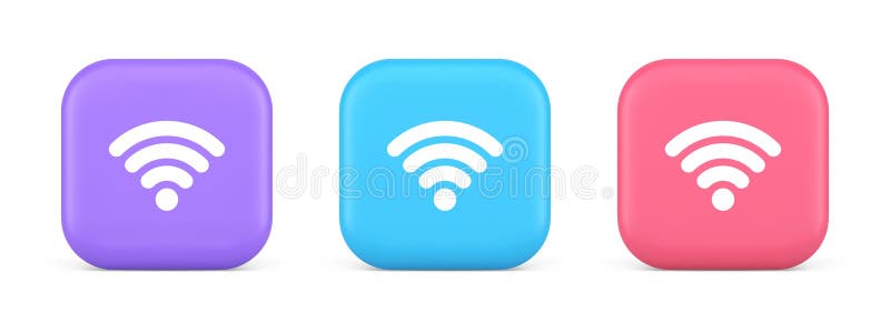 WiFi Internetverbindung Schaltfläche Hochgeschwindigkeits-Wireless-Cyberspace-digitales Netzwerk 3D-Symbol vektor abbildung