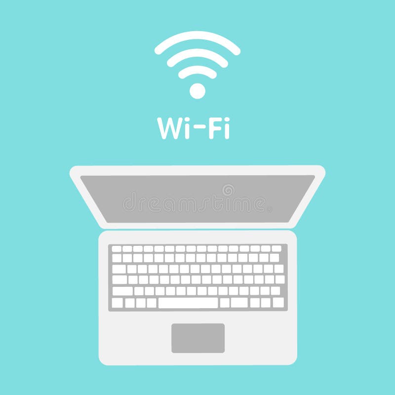 WiFi-pictogram op laptop het scherm Draadloze technologie, wifiverbinding, draadloos netwerk, hotspot concepten Moderne vlakte vector illustratie WiFi-pictogram op laptop het scherm Draadloze technologie, wifiverbinding, draadloos netwerk, hotspot concepten Moderne vlakte vector illustratie