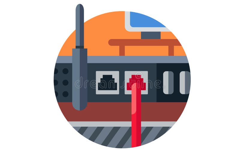 WiFi-router med antenner och tråd stock illustrationer