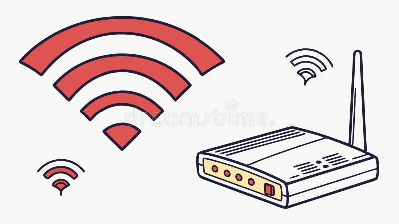 Wifi router signal, wireless internet and network connection design element vector design Generative AI royalty free illustration
