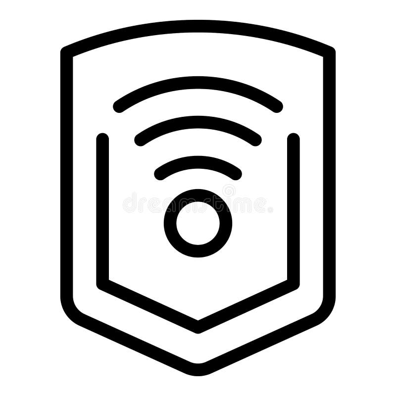 Wifi secured icon outline vector. Server system vector illustration