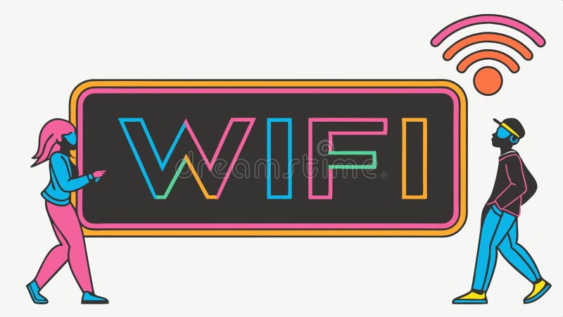 WiFi sign with people connecting technology vector design Generative AI royalty free illustration
