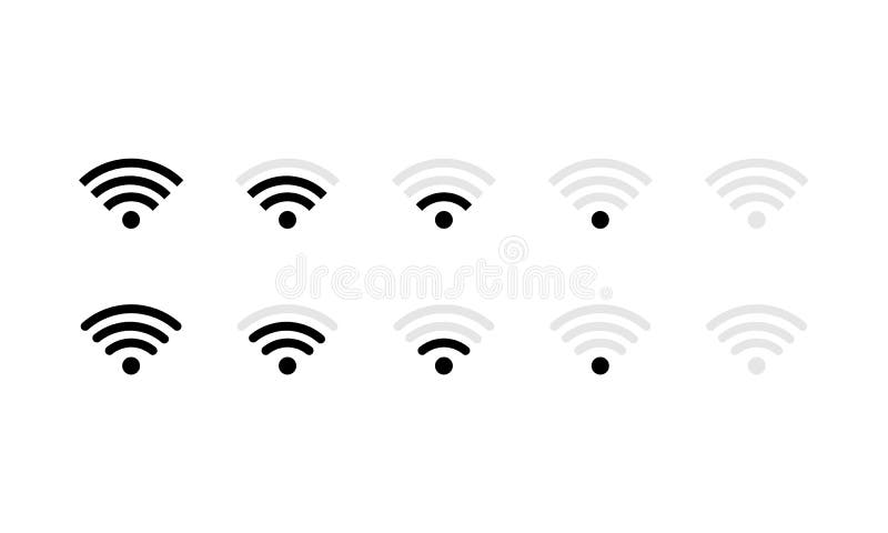 Wifi signal icon set in black. Internet. Vector EPS 10. Isolated on white background royalty free illustration