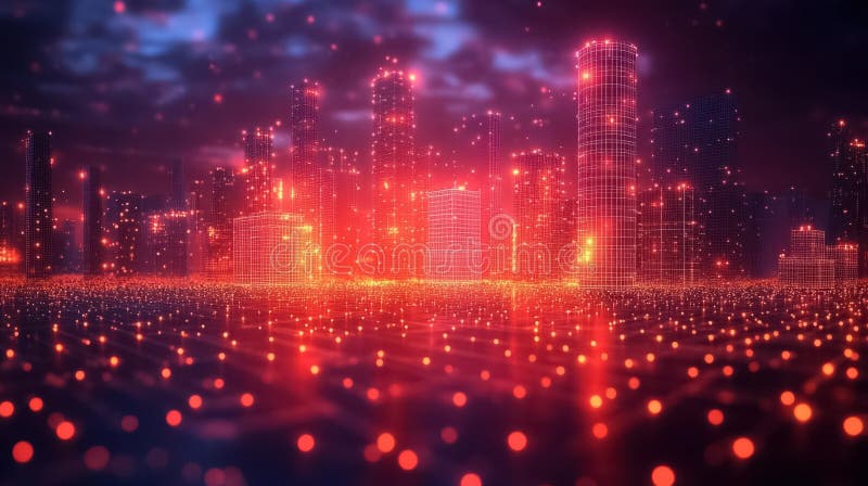 WiFi Smart City sau Network Building Automation with computer board illustration royalty free illustration