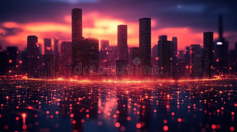 WiFi Smart City sau Network Building Automation with computer board illustration stock illustration