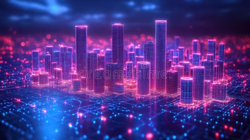 WiFi Smart City sau Network Building Automation with computer board illustration stock illustration