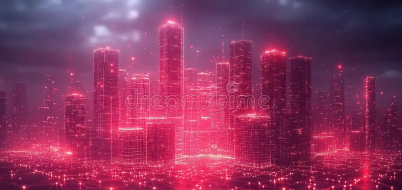 WiFi Smart City sau Network Building Automation with computer board illustration stock illustration