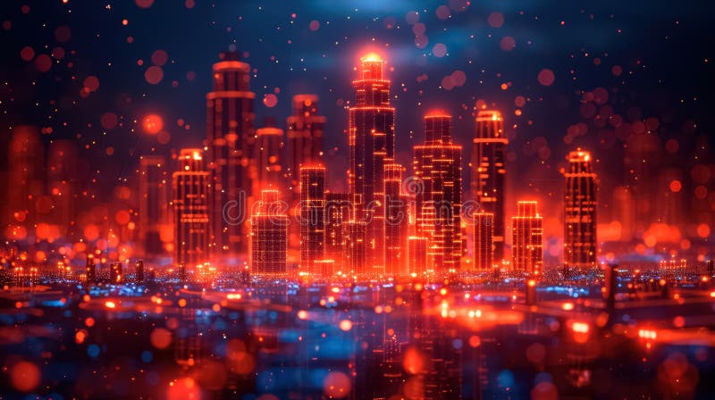 WiFi Smart City sau Network Building Automation with computer board illustration stock illustration
