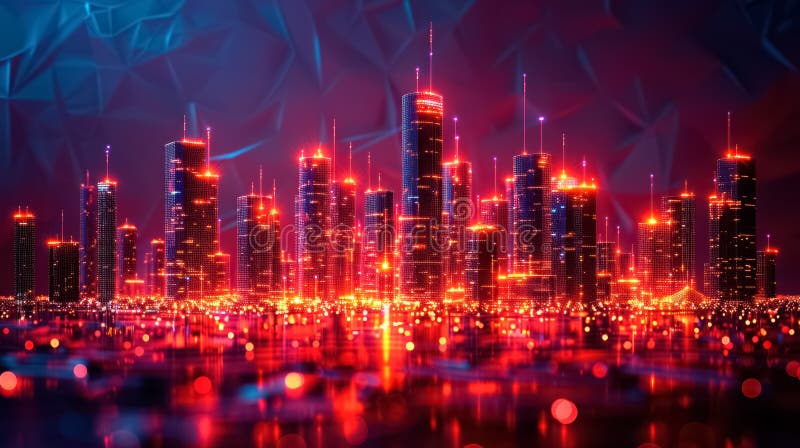 Oraș inteligent Wi-Fi sau rețea, Automatizarea clădirilor cu ilustrație de placă de computer stock illustration