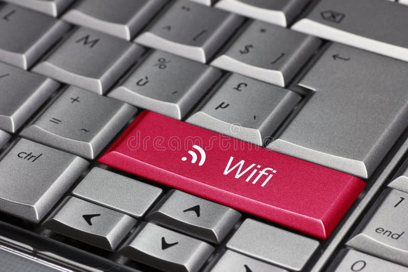 Wifi sulla chiave del computer portatile immagine stock Wifi sulla chiave del computer portatile immagine stock