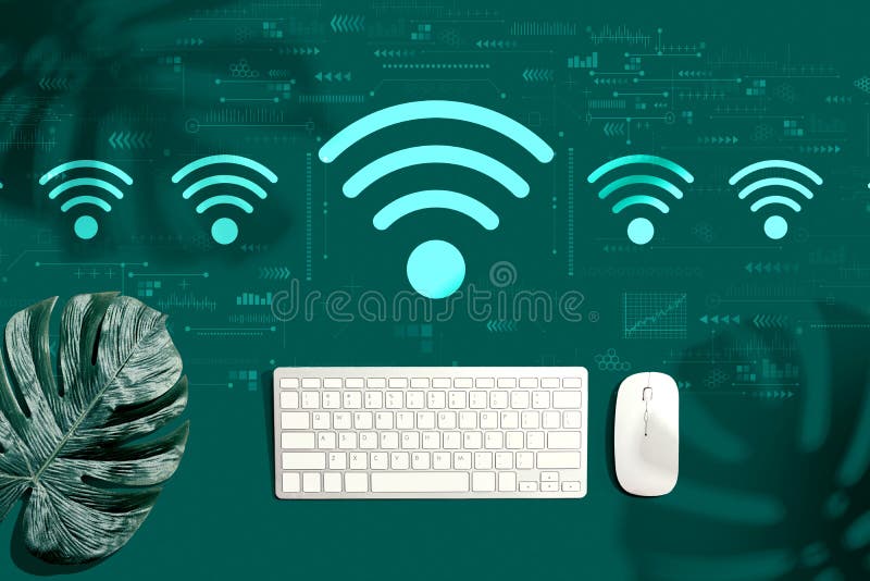Wifi theme with a computer keyboard stock photos