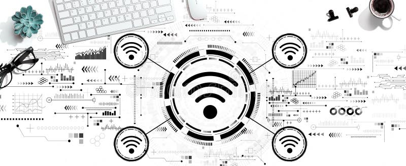 Wifi theme with a computer keyboard vector illustration