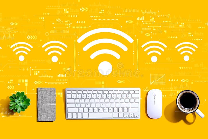Wifi theme with a computer keyboard stock images