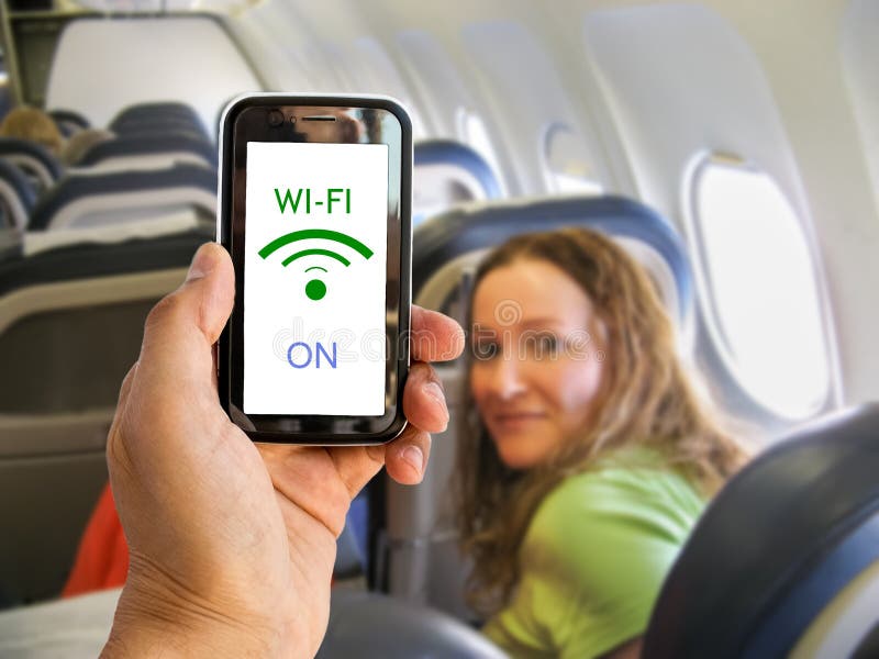 Wifi στο αεροπλάνο στοκ φωτογραφία