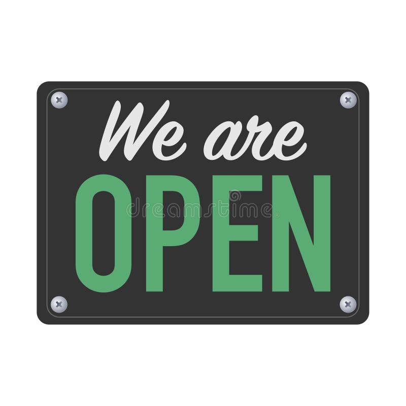 Wij zijn open plaatteken voor klanten royalty-vrije illustratie Wij zijn open plaatteken voor klanten royalty-vrije illustratie