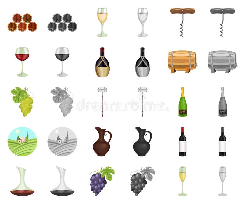 Wijnbouwproductenbeeldverhaal, monochrom pictogrammen in vastgestelde inzameling voor ontwerp Materiaal en productie van voorraad vector illustratie Wijnbouwproductenbeeldverhaal, monochrom pictogrammen in vastgestelde inzameling voor ontwerp Materiaal en productie van voorraad vector illustratie