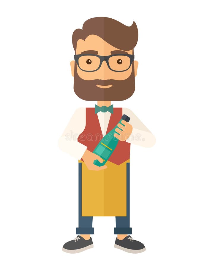 Wijnmaker die een fles wijn houden stock illustratie Wijnmaker die een fles wijn houden stock illustratie