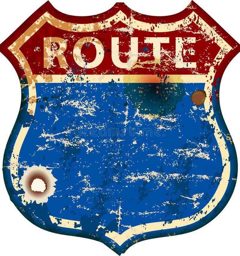 Wijnoogst geslagen lege route 66 verkeersteken, retro grungy vectorillustratie royalty-vrije illustratie Wijnoogst geslagen lege route 66 verkeersteken, retro grungy vectorillustratie royalty-vrije illustratie