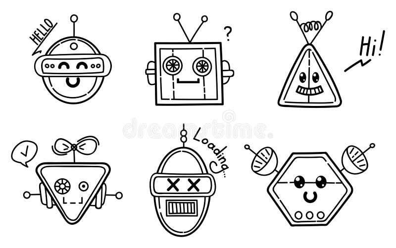 Wijnrobots. schattige robot in oude stijl. illustraties van de kawaii - lijn