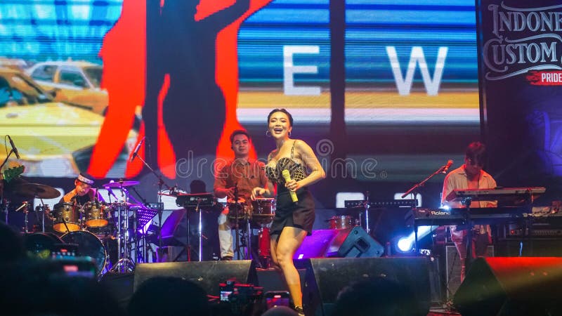 Wika Salim a Dangdut Singer from Indonesia on the Stage during