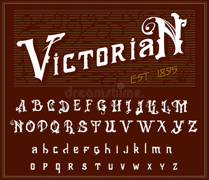 Wiktoriański abecadło w antycznym stylu Antykwarska stara chrzcielnica dla whisky etykietki Rocznika typeface w białych czerwonyc ilustracji Wiktoriański abecadło w antycznym stylu Antykwarska stara chrzcielnica dla whisky etykietki Rocznika typeface w białych czerwonyc ilustracji