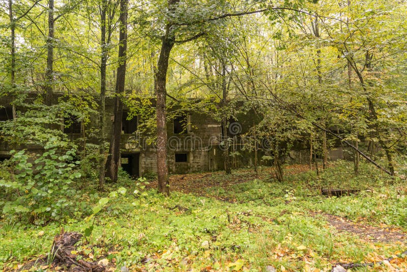 Wilczy ` s Lair, Adolf Hitler ` s bunkier, Polska Pierwszy Wschodnie Frontowe kwatery główne, druga wojna światowa Kompleks dmuch fotografia royalty free Wilczy ` s Lair, Adolf Hitler ` s bunkier, Polska Pierwszy Wschodnie Frontowe kwatery główne, druga wojna światowa Kompleks dmuch fotografia royalty free