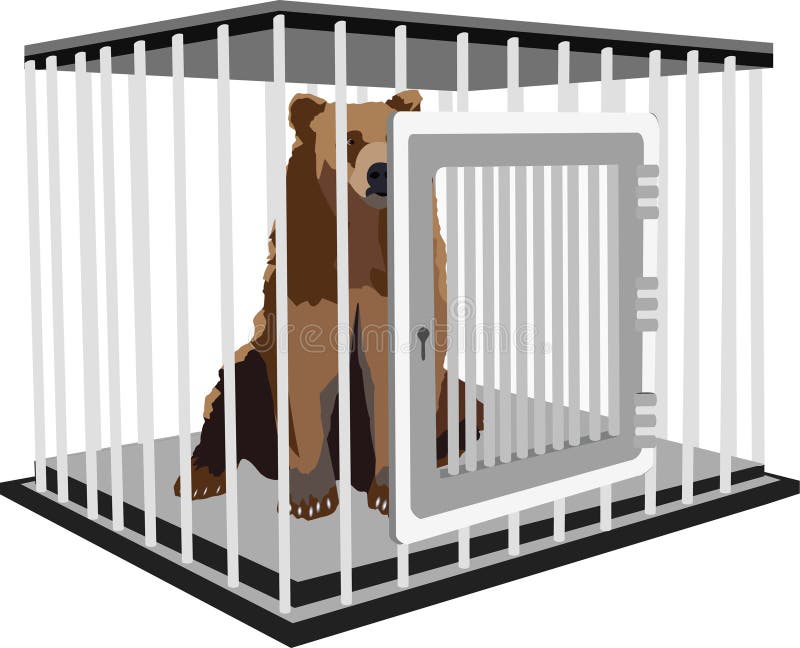 Wild Animal Brown Bear in Cage Stock Vector Illustration of world