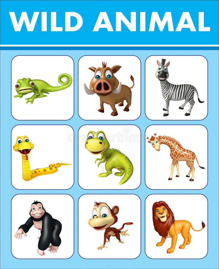Wild animal chart stock illustration. Illustration of animal - 70014863