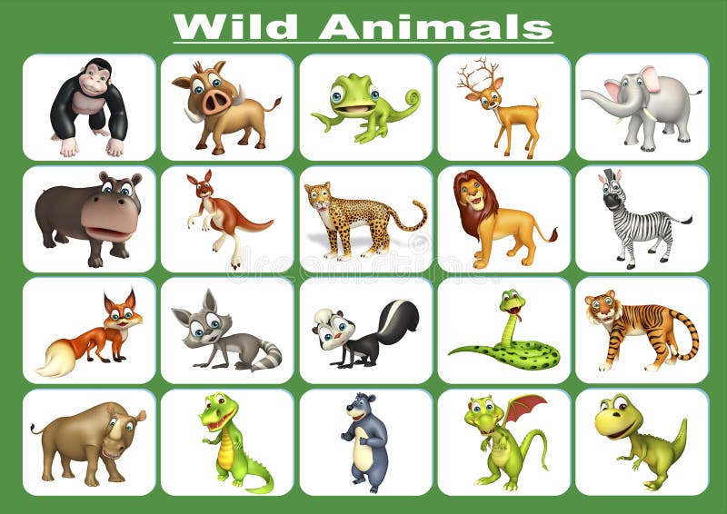 Wild animal chart stock illustration. Illustration of dinosour - 70015477