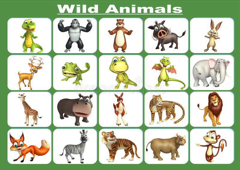Wild animal chart stock illustration. Illustration of cartoon - 70016325