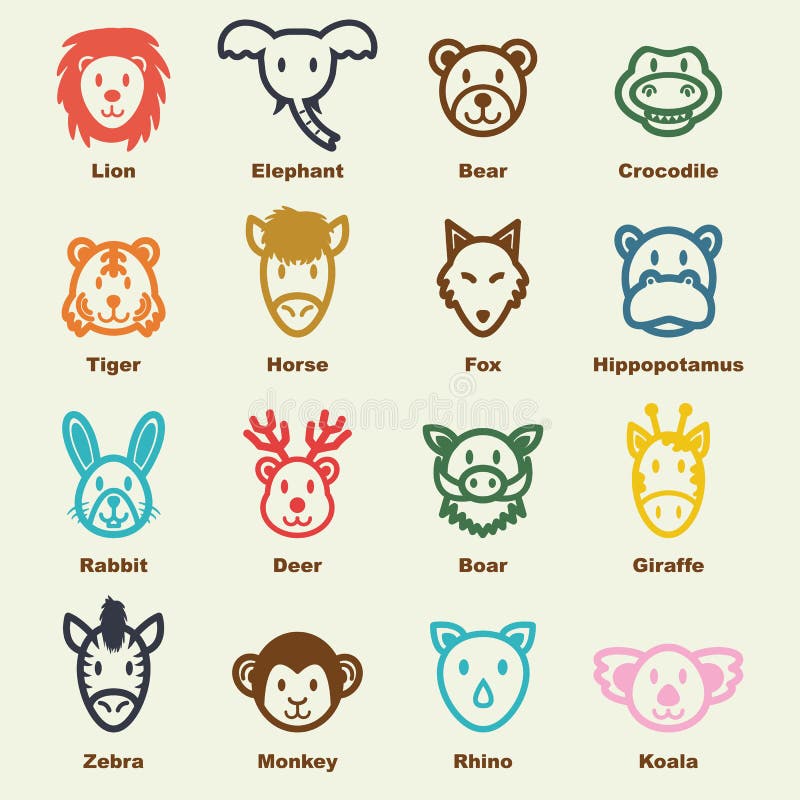 Wild animal elements, vector infographic icons. Tropical animal icons vectors