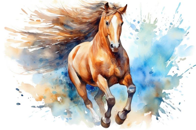 Watercolor Art Galloping Horse Equestrian T-Shirt Watercolor Art Galloping Horse Equestrian T-Shirt
