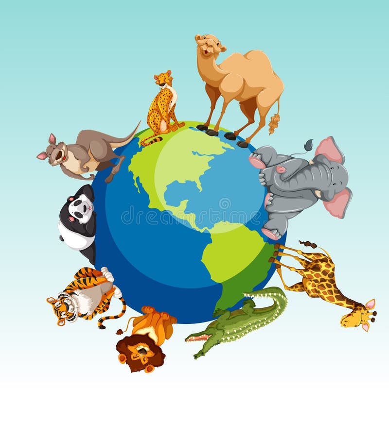 Wild Animals Around the Earth Stock Vector Illustration of giraffe