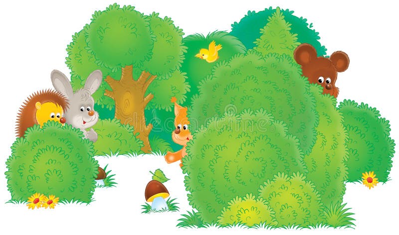 Wild animals in a forest royalty free illustration