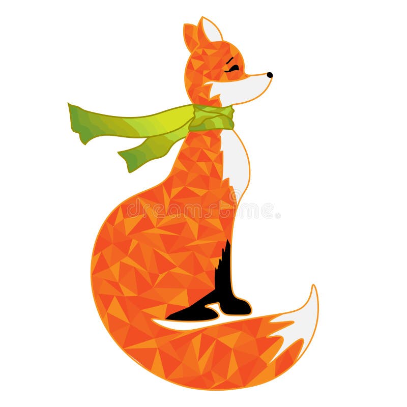 Wild Animals. Red Fox in a Scarf Stock Vector Illustration of