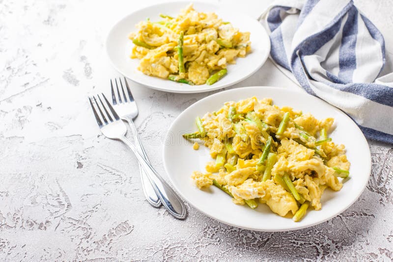 Wild Asparagus and Scrambled Eggs Stock Image Image of cheese, cooked