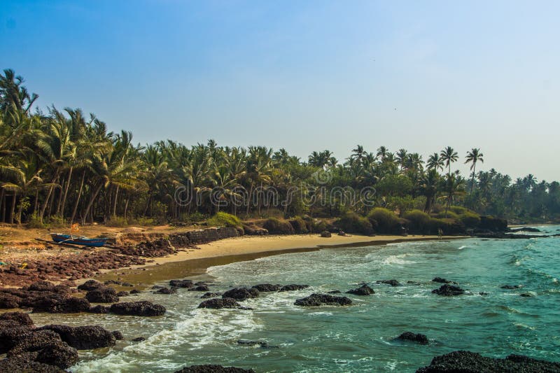 Beach In The State Of Maharashtra, India. View From Redi Fort Stock