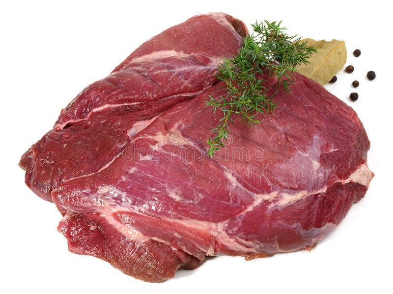 Raw Wild Boar Belly Pork Meat with Bones Isolated on White Background