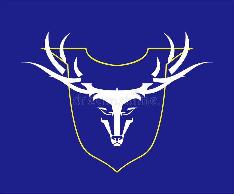 Wild Buck with the Yellow Outline Shield. vector illustration
