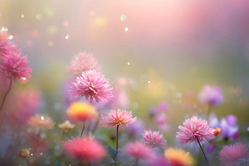 Wild flowers field on natural field. stock illustration
