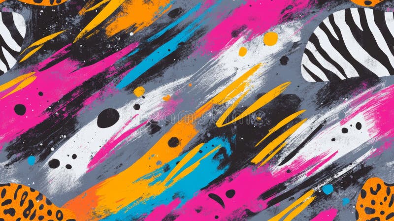 Wild geometric safari patterns adorned with abstract animal print designs stock image