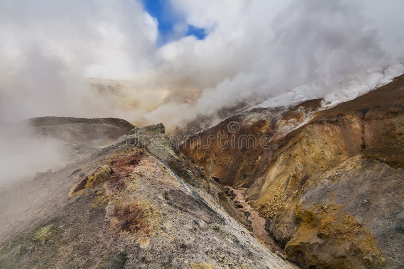 Wild landscape with lifeless volcanic rocks.