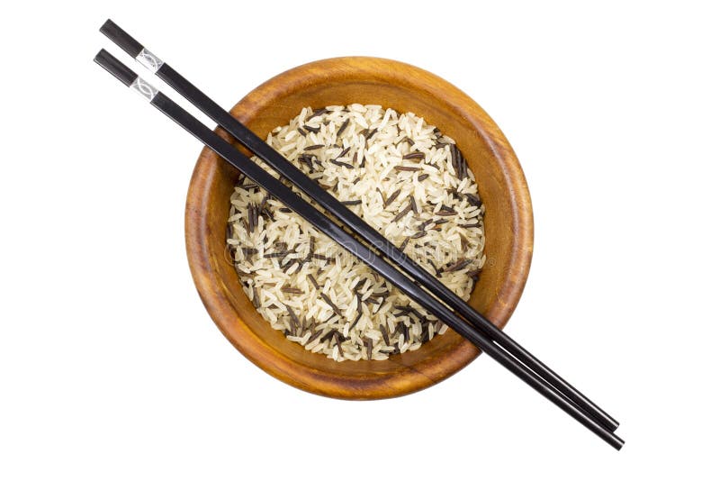 Wild Rice with Sticks in Wooden Bowl Stock Image Image of asian