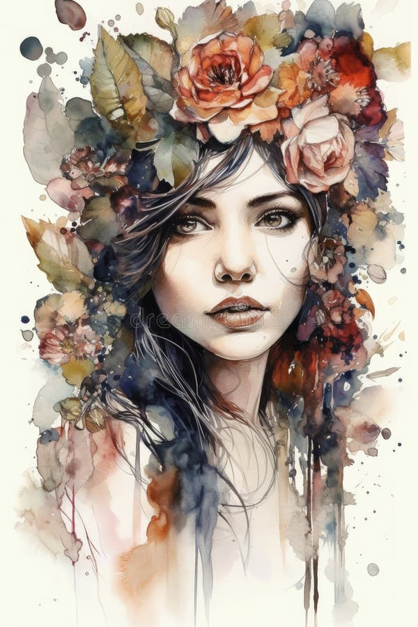 Wild Rose Boho Art on White Background for Invitations and Posters