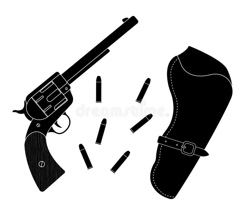 Wild West Wood Handle Revolver With Holster And Stock Vector ...