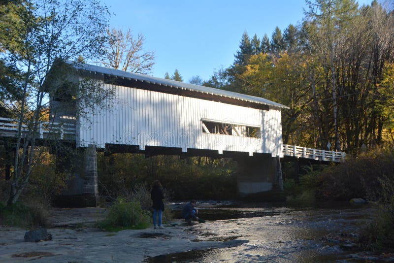 Wildcat Creek Covered Bridge, Lane Co. , Oregon stock image