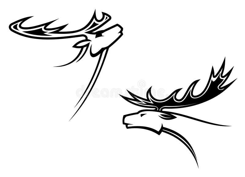 Wild deer mascots in tribal style for tattoo or another design. Wild deer mascots in tribal style for tattoo or another design