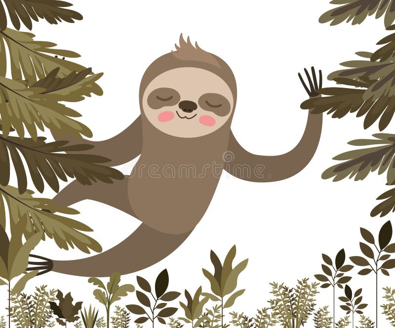 Wilde luiaard in de wildernisscène stock illustratie Wilde luiaard in de wildernisscène stock illustratie